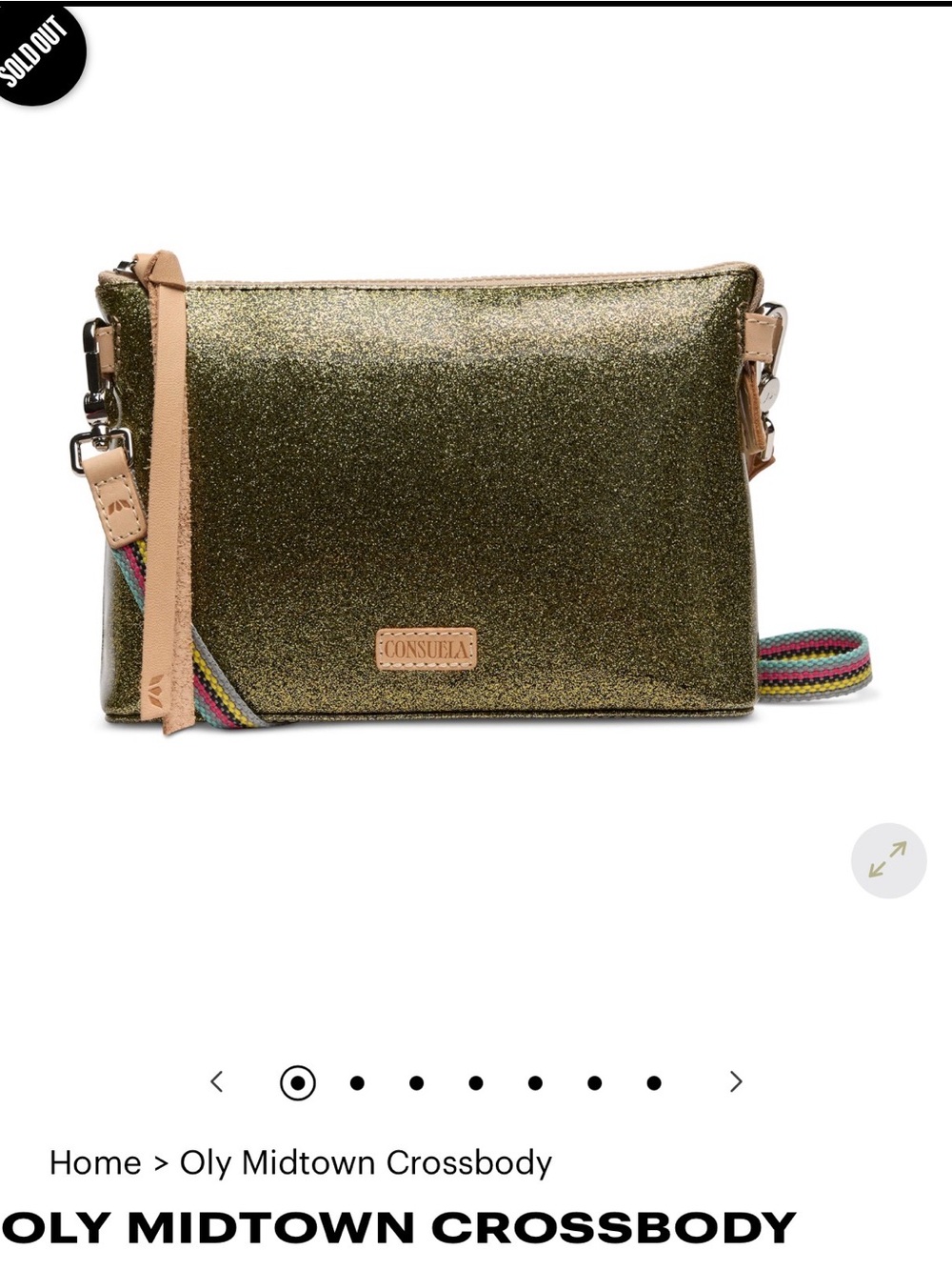Consuela Olive Glitter Crossbody Duo with Multicolor Strap - Picture 2 of 9